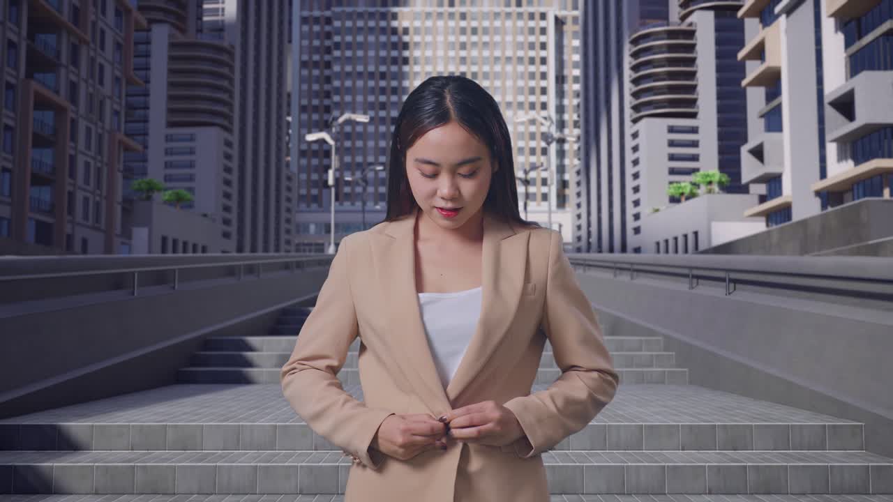 도시 풍경에 있는 사업가