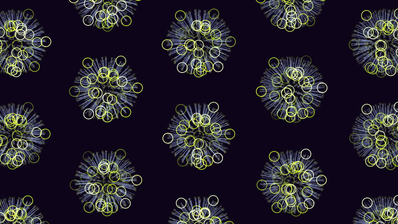 círculos dinámicos azules y blancos en negro un patrón giratorio simétrico y enérgico