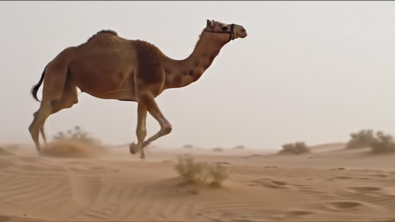 A Desert Camel Journey: Capturing the Graceful Camel as It Navigates through the Expansive Sand Dunes in the Heart of the Desert Wilds