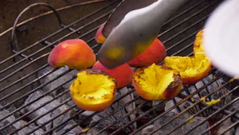 grilled peaches on a barbecue