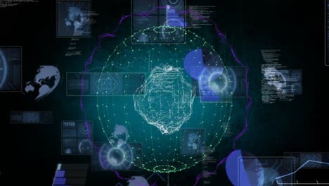 composición del procesamiento de datos en pantallas en todo el mundo