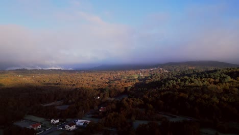 misty mountain valley at sunrise/sunset