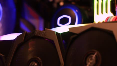 custom gaming pc interior: refrigeration fans and led lights