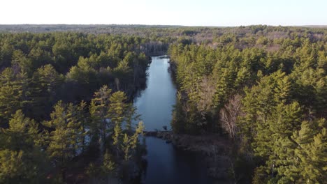 Empuje-En-La-Vista-Del-Río-Drone-Rodeado-De-Bosques-Y-árboles-En-La-Hora-Dorada-Highlands07