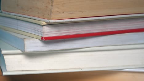 Close-Shot-of-a-Book-Stack-Spinning