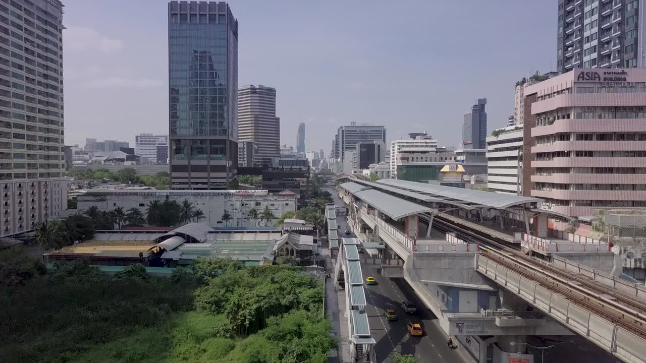 bangkok, ratchathewi, recorrido aéreo en avión no tripulado 4k