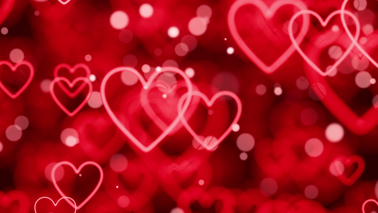 romántico fondo de corazones rojos con movimiento flotante. día de san valentín. animación en bucle