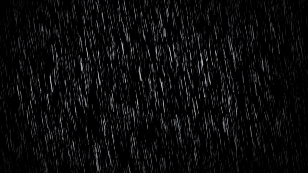 Realistic Rain Falling on Black Background Overlay