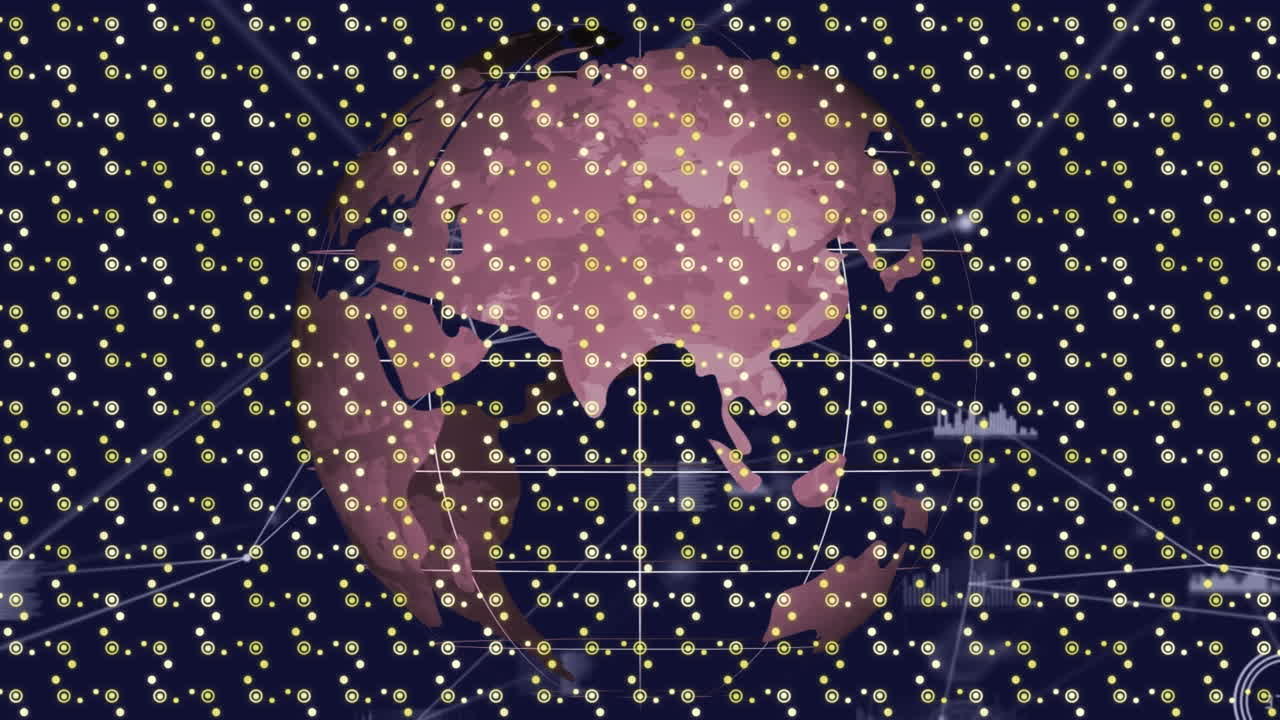 지구 회전 위의 디지털 패턴의 애니메이션