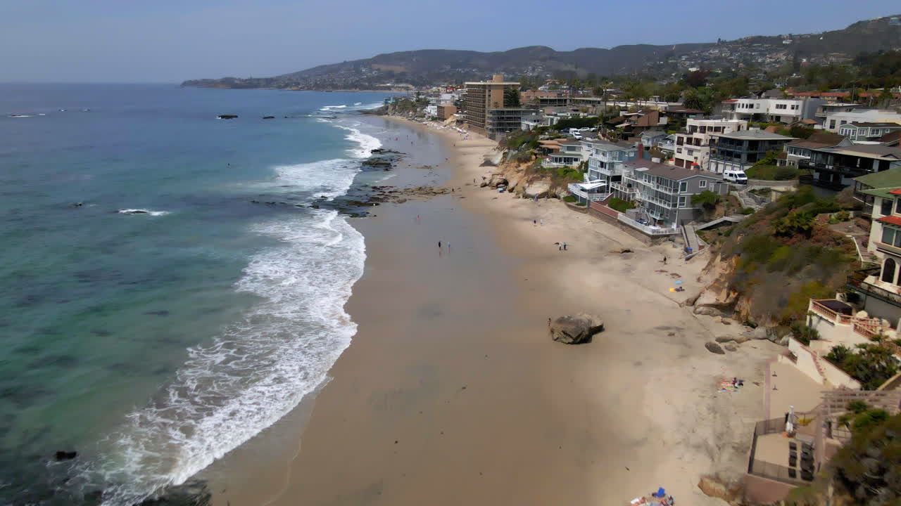 Aerial View of a Scenic Beach Town and Coastline
