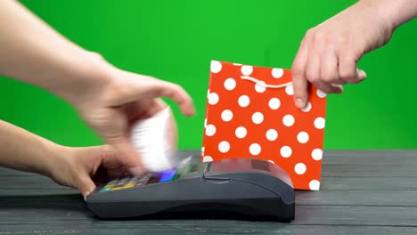 point of sale transaction with gift bag