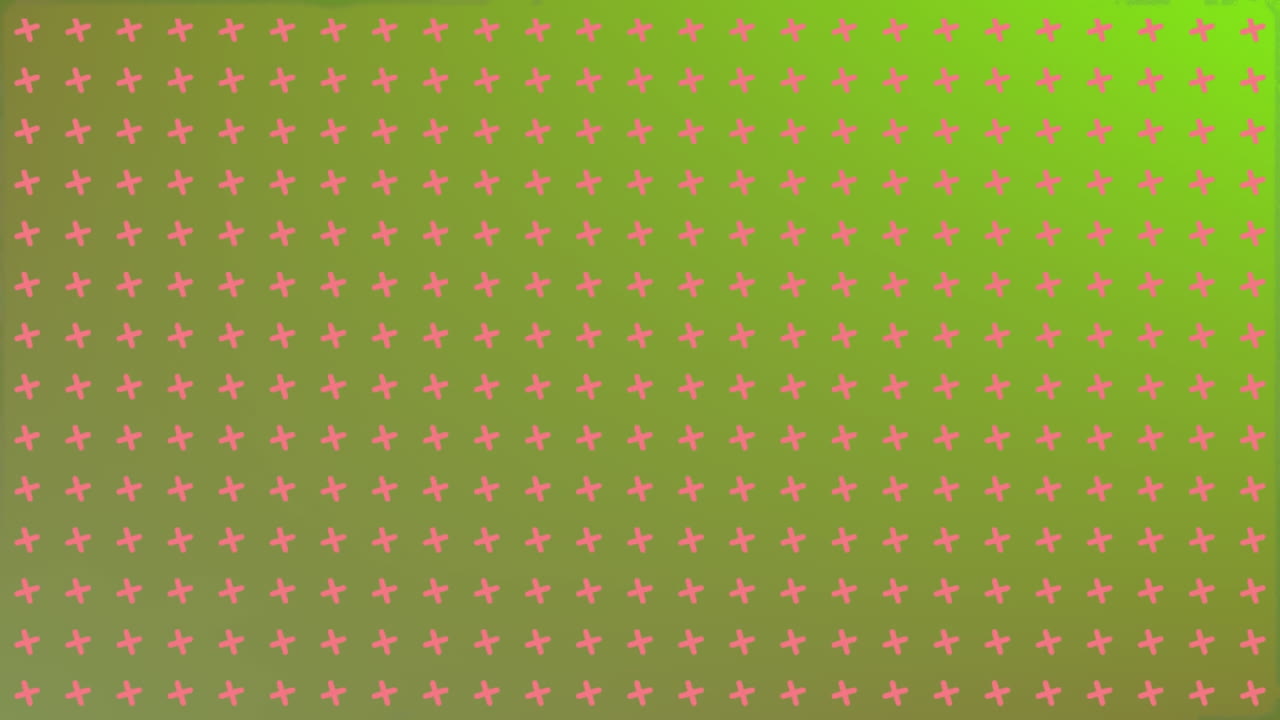 Animation of moving pink crosses over green background