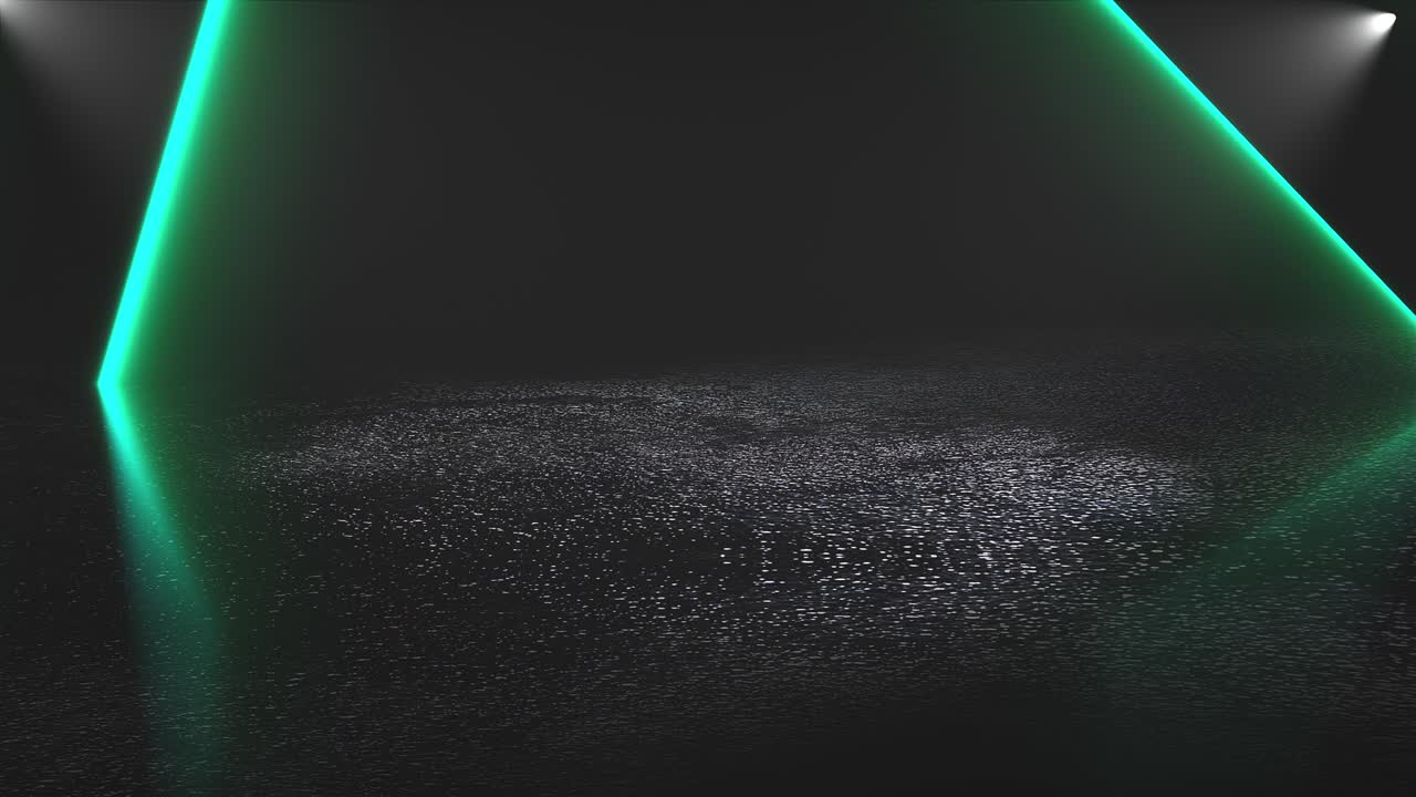 muchos triángulos de neón en el espacio, telón de fondo generado por computadora abstracta, renderizado en 3d