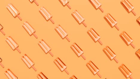 los popsicles giran en torno a un fondo naranja animación en bucle 4k 3d