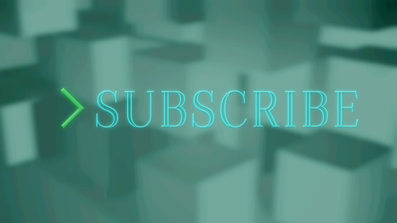 animación digital de texto de neón brillante suscribirse contra múltiples bloques contra un fondo gris