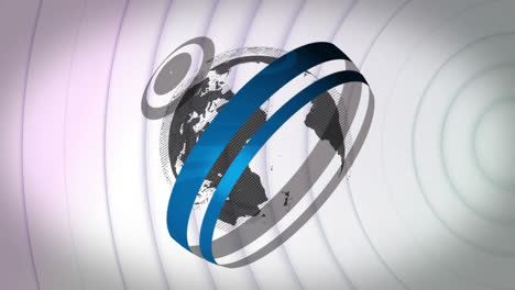 rotating globe with circular patterns, global communication animation