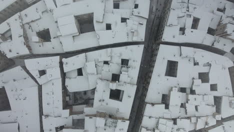 ecusson aerial top shot snow on roofs montpellier occitanie languedoc roussillon