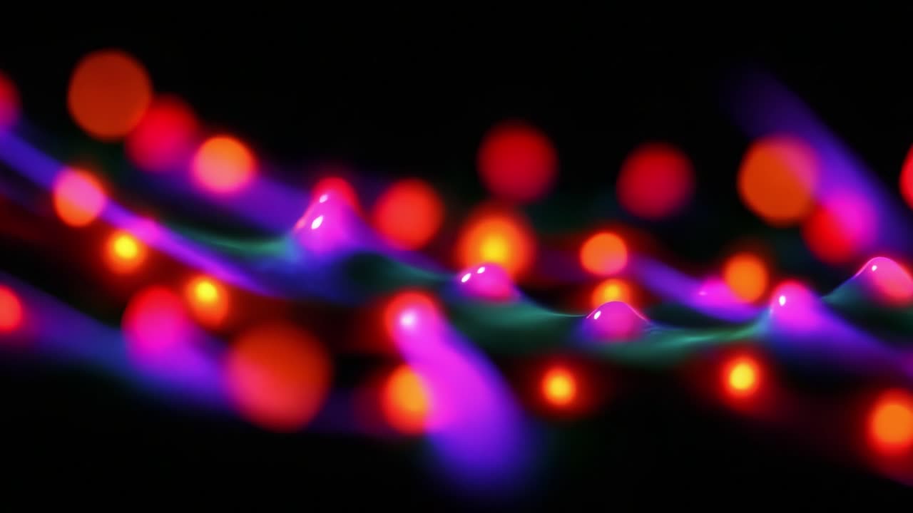 An Abstract Visual of Glowing Waves with Vibrant Neon Lights and Fluid Motion Capturing the Essence of Colorful Patterns and Dynamic Light Interactions in a Dark Setting