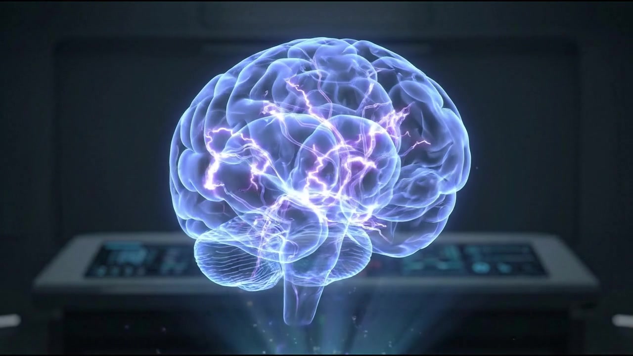 Human brain hemisphere scan 3D medical hologram