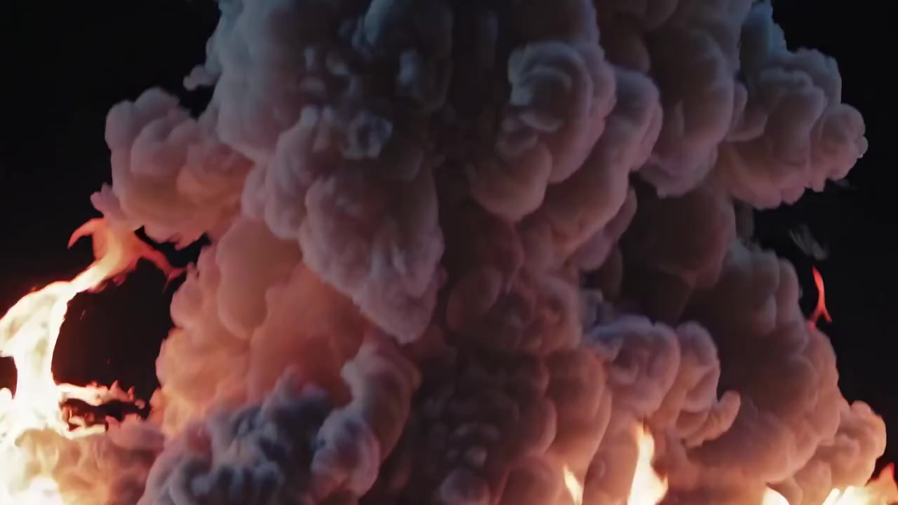 Intense Smoke and Fire Rising Against a Black Background