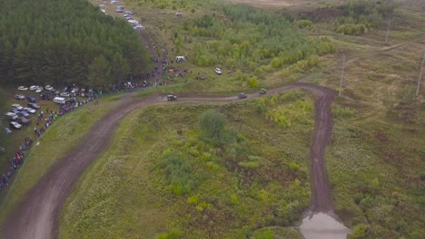 off-road car race in a forest