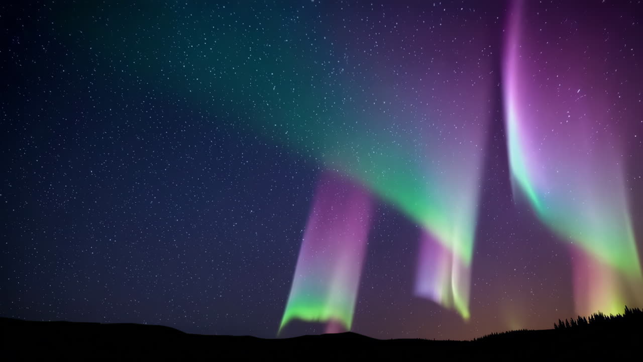 Aurora Borealis over Mountain Range