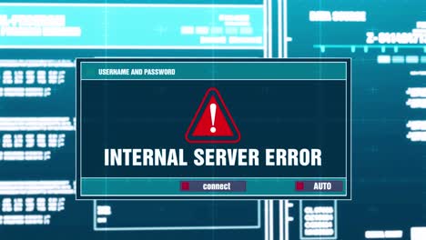 internal server error warning notification generated on digital system security alert error message