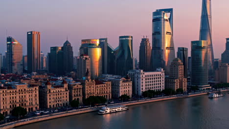 shanghai skyline at sunrise/sunset