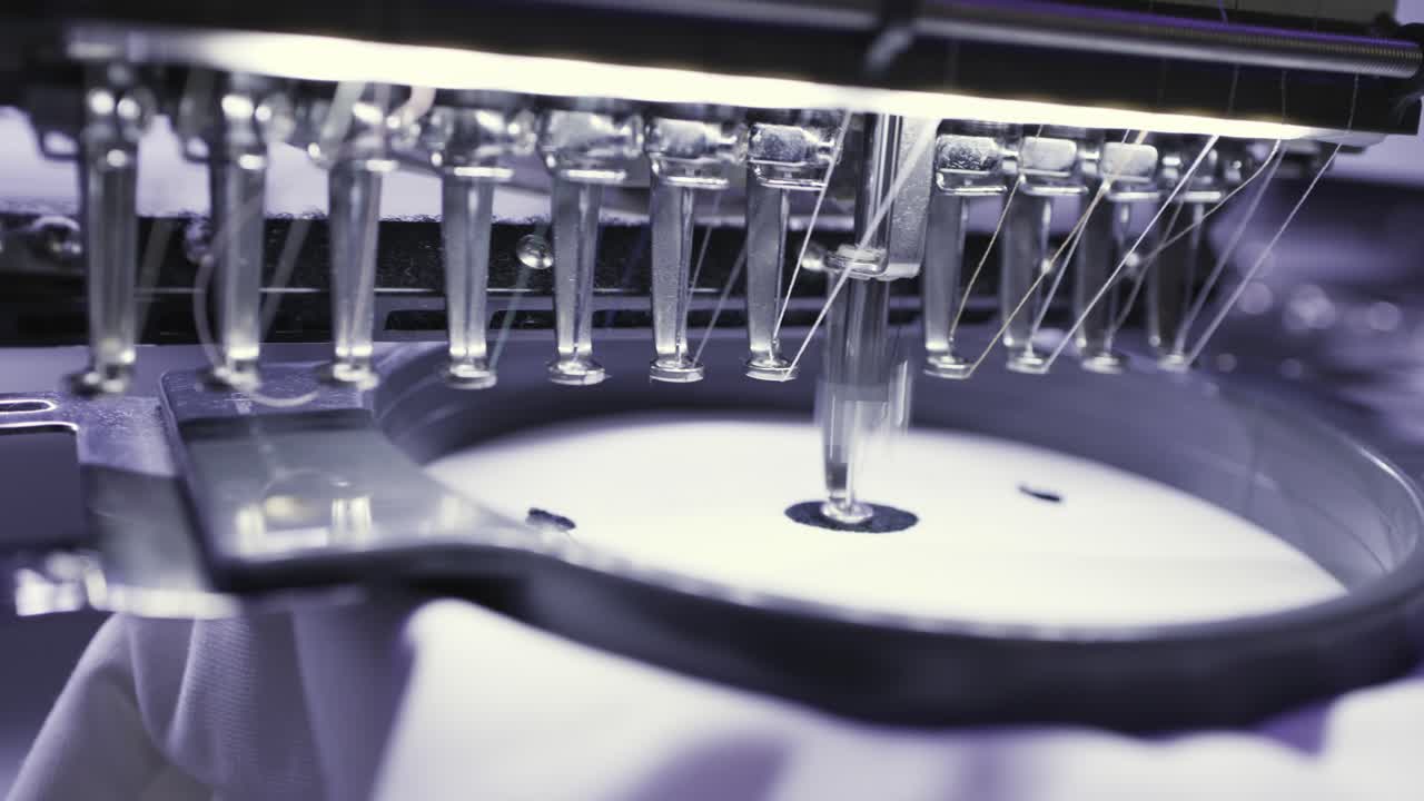 Close-up of Embroidery Machine in Action