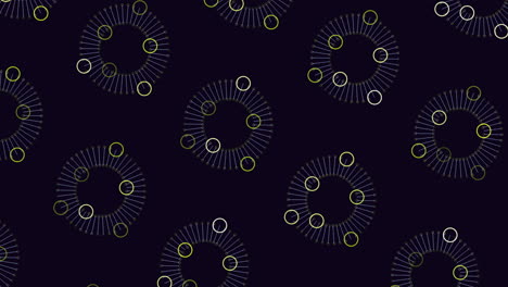 patrón de círculos y anillos abstractos de neón futurista en el espacio oscuro