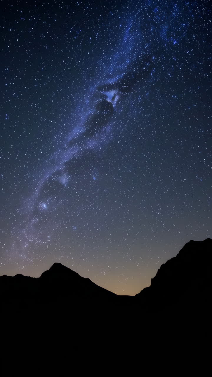 Milky Way Galaxy over Mountain Silhouettes at Night