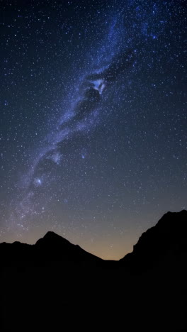 milky way galaxy over mountain silhouettes at night