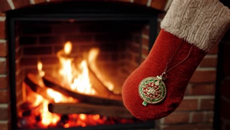 christmas stocking by the fireplace