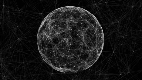 spherical translucent cell floating on black with geometric red shapes