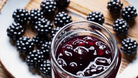 homemade blackberry jam in a jar