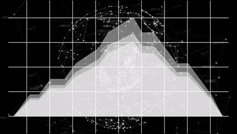 Animation of geometric shapes and network connections creating digital pattern