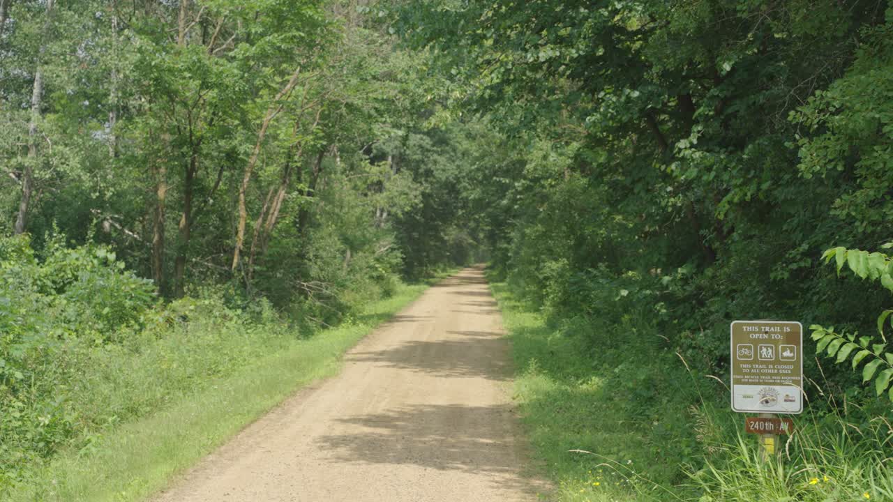 The Gandy Dancer State Trail Passes Near Luck, Wisconsin, United States. Wide Shot