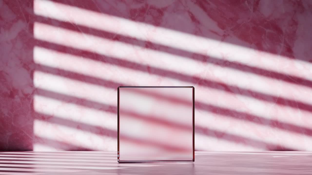 Pink Marble Background with Glass Display Cube