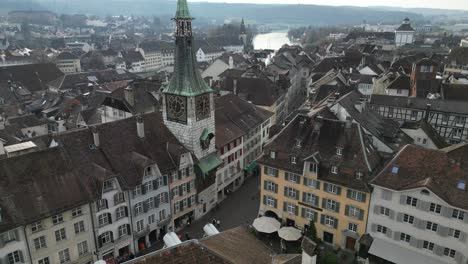 solothurn switzerland busy downtown streets near church