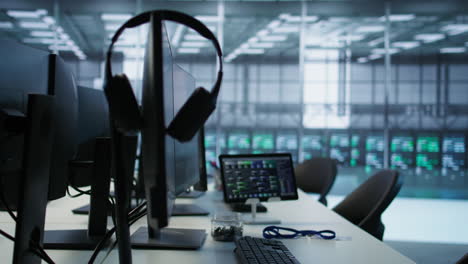 modern control room with computers and displays