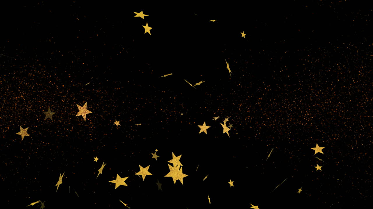 animación del texto de bonne anne en oro con estrellas doradas cayendo en el cielo nocturno