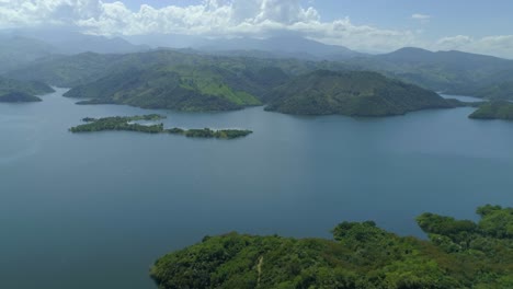 Aerial-forward-of-Mao-river-near-Moncion-dam