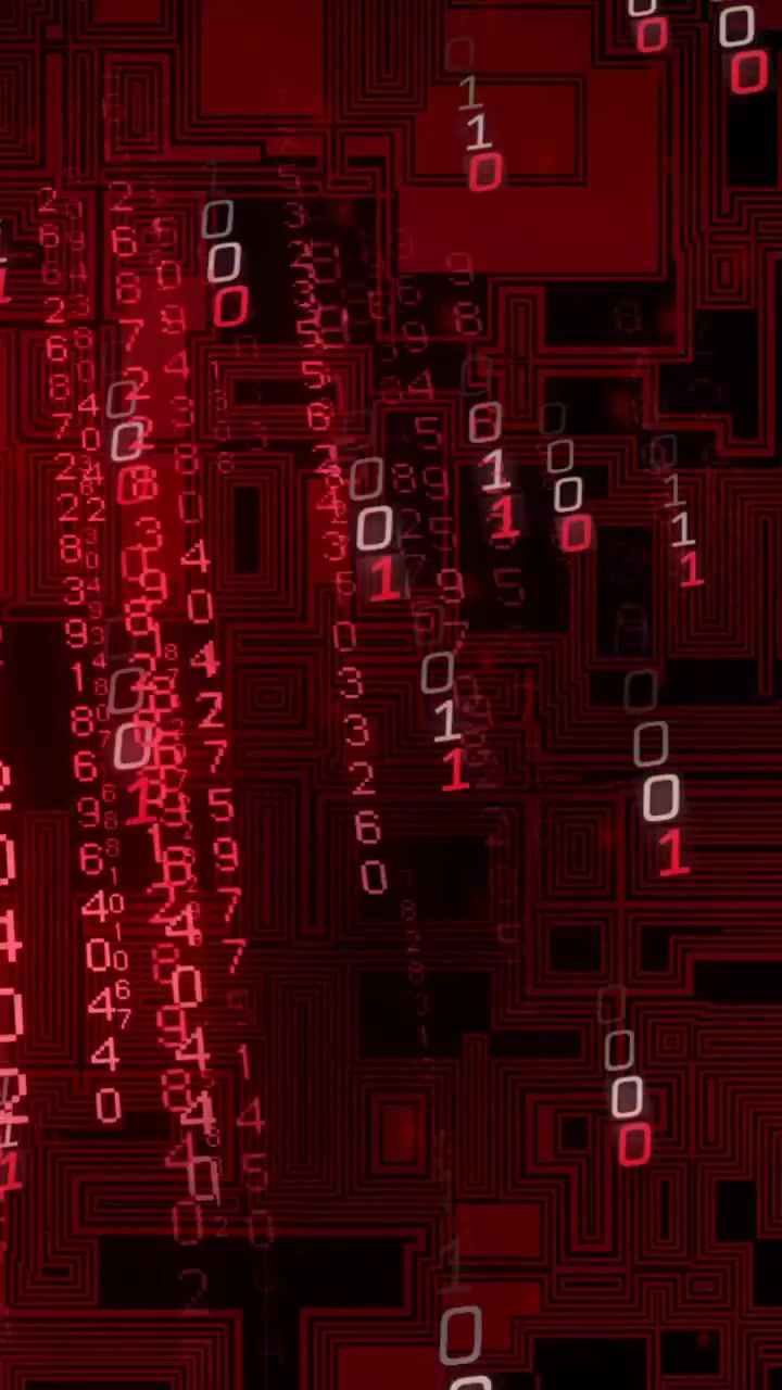 Animation af digital databehandling og binær kodning på sort baggrund