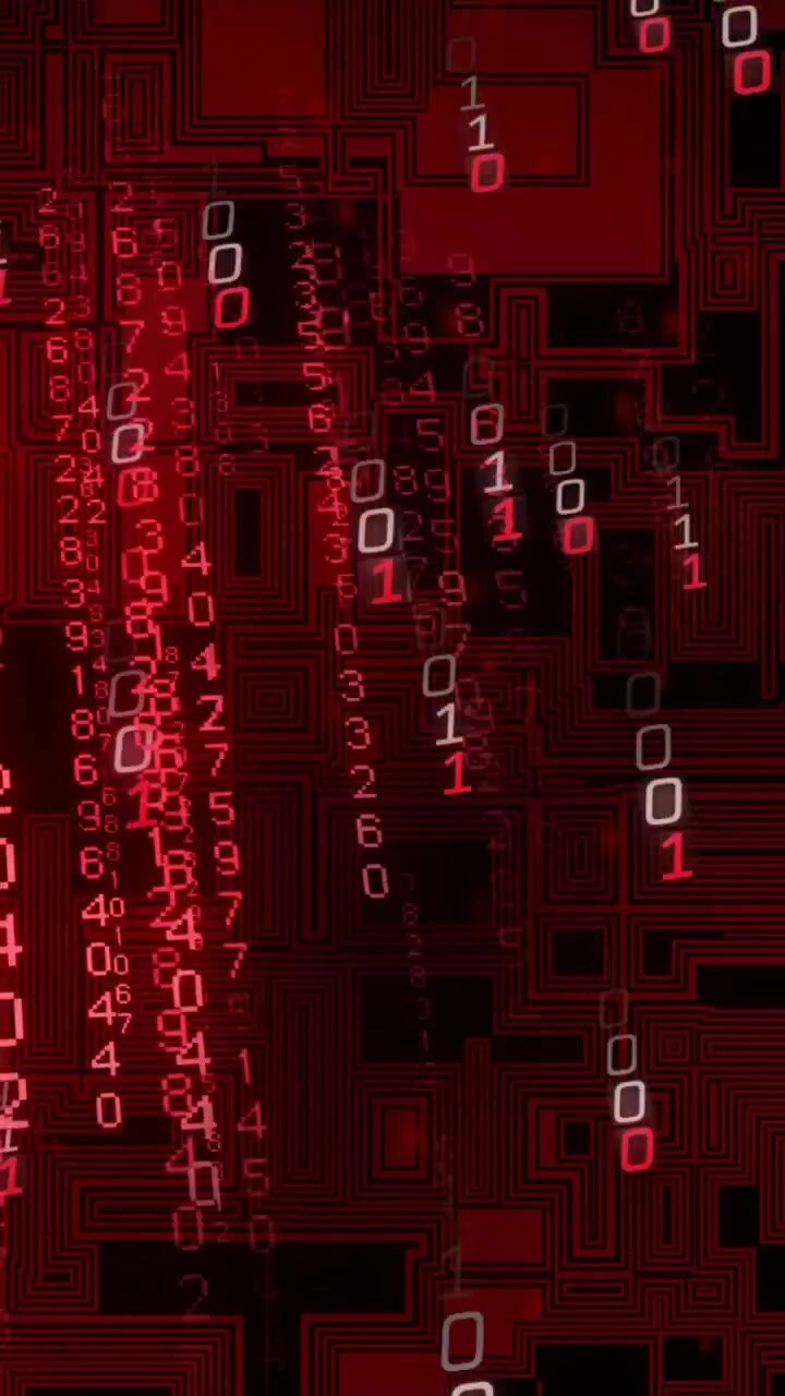 Animation af digital databehandling og binær kodning på sort baggrund
