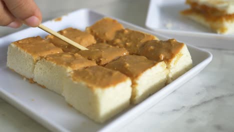 top view of peanut butter in a container