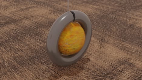 animación en bucle del péndulo eterno balanceándose, bola de oro 3d y rueda giratoria. ritmo repetido. diseño de movimiento sin costuras generado por computadora de formas geométricas simples