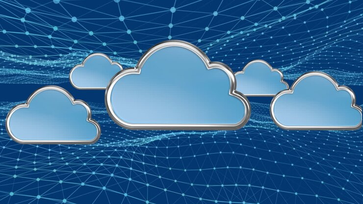 Cloud icon against digital waves