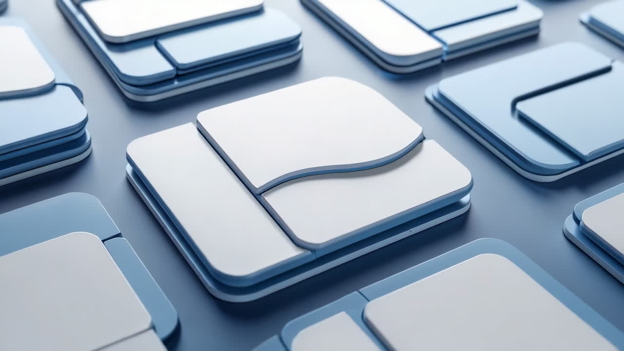 Abstract Blue and White Geometric Modules