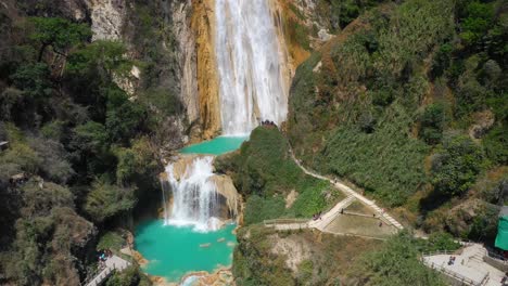 aerial: el chiflon waterfall in chiapas, mexico, 4k view