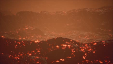 lava fields and hills at active volcano